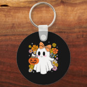 Halloween Schattige Ghost  Bloemen Trick or treat Sleutelhanger (Voorkant)
