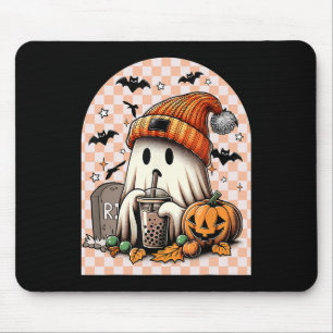 Halloween Schattige Ghost Drink Koffiepompoen Chec Muismat