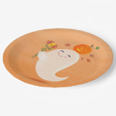 Halloween Schattige Ghost & Flowers Papieren Bordje (Gekanteld)