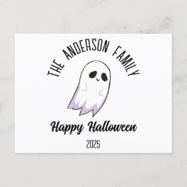 Halloween Schattige Ghost Gepersonaliseerde Naam J Feestdagenkaart