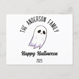 Halloween Schattige Ghost Gepersonaliseerde Naam J Feestdagenkaart