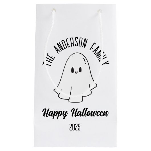 Halloween Schattige Ghost Gepersonaliseerde Naam J Klein Cadeauzakje (Voorkant)
