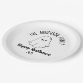 Halloween Schattige Ghost Gepersonaliseerde Naam J Papieren Bordje (Gekanteld)