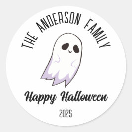 Halloween Schattige Ghost Gepersonaliseerde Naam J Ronde Sticker
