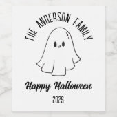 Halloween Schattige Ghost Gepersonaliseerde Naam J Wijn Etiket (Enkel label)