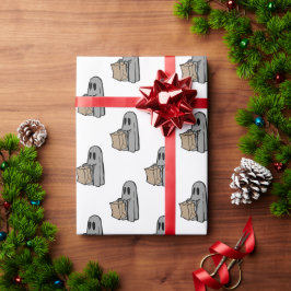 Halloween, Schattige Ghost Grey, Trick or treat, B Cadeaupapier