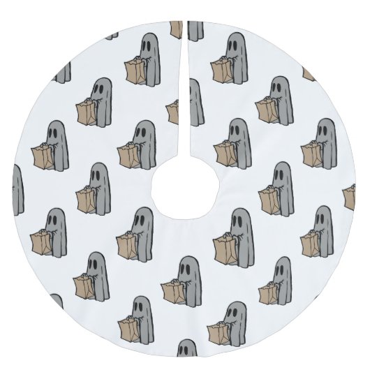 Halloween, Schattige Ghost Grey, Trick or treat, B Kerstboom Rok (Voorkant)