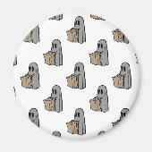 Halloween, Schattige Ghost Grey, Trick or treat, B Magneet (Voorkant)