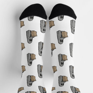 Halloween, Schattige Ghost Grey, Trick or treat, B Sokken