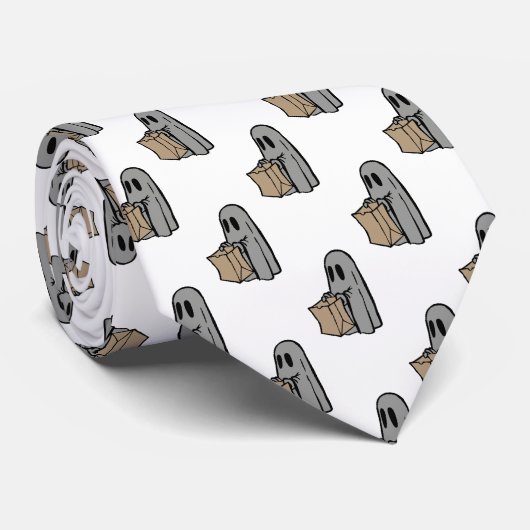 Halloween, Schattige Ghost Grey, Trick or treat, B Stropdas (Opgerold)