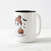 Halloween Schattige Ghost Shirt Herfst Pompoen Cof Tweekleurige Koffiemok (Voorkant rechts)