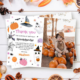 Halloween Schattige Ghost Verjaardagsfoto Bedankkaart