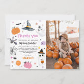 Halloween Schattige Ghost Verjaardagsfoto Bedankkaart (Voorkant)