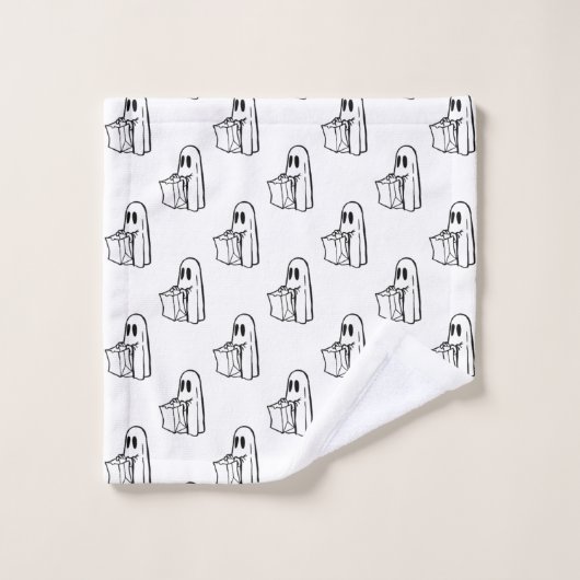 Halloween, Schattige Ghost White, Trick or treat, Bad Handdoek (Wasdoekje)
