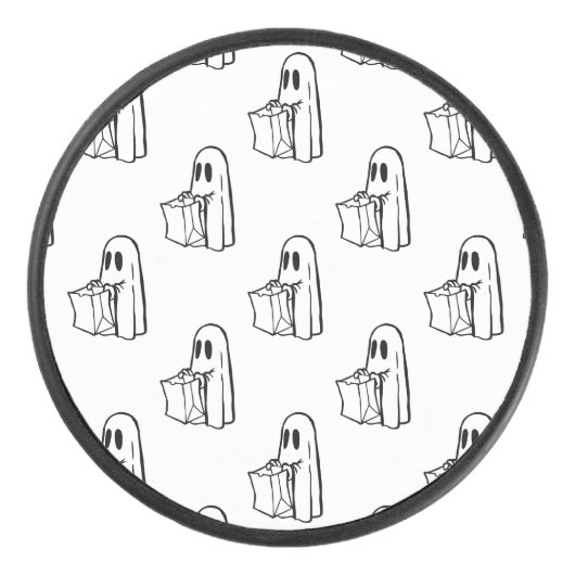 Halloween, Schattige Ghost White, Trick or treat,  Hockey Puck (Voorkant)