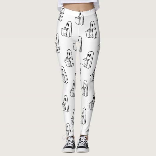 Halloween, Schattige Ghost White, Trick or treat,  Leggings (Voorkant)