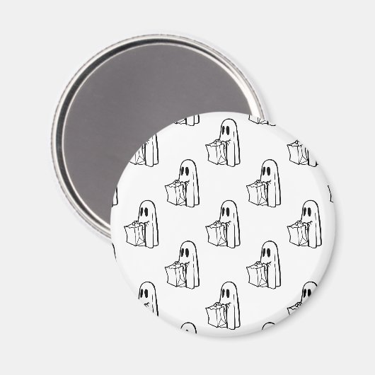 Halloween, Schattige Ghost White, Trick or treat,  Magneet (Voorkant / Achterkant)