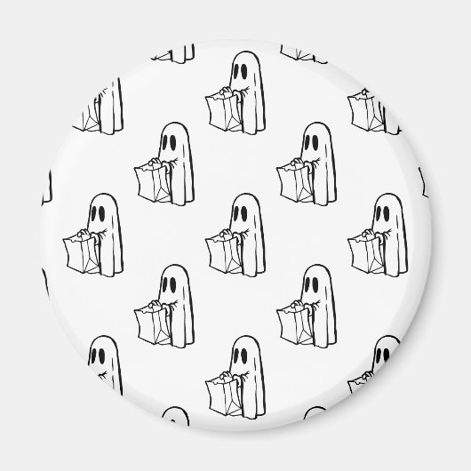 Halloween, Schattige Ghost White, Trick or treat,  Magneet (Voorkant)