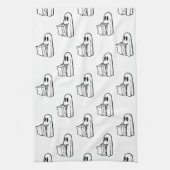 Halloween, Schattige Ghost White, Trick or treat,  Theedoek (Verticaal)