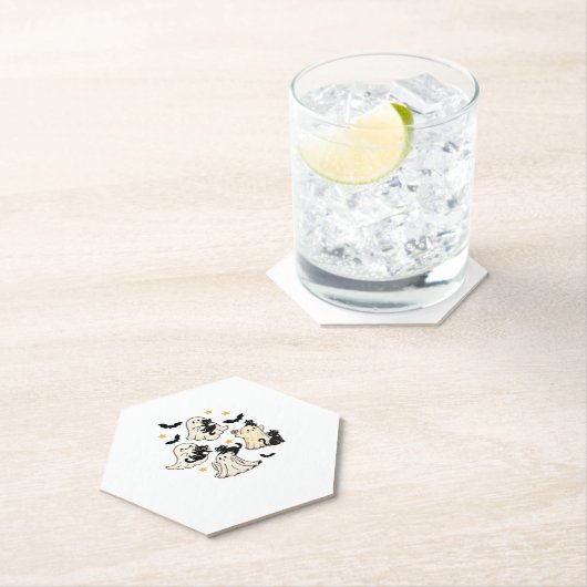 Halloween Schattige Ghosts Bats Black Cats Oversiz Kartonnen Onderzetters (Insitu)