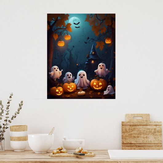 Halloween Schattige Ghosts Poster (Keuken)