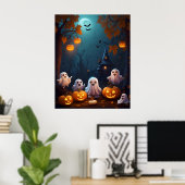 Halloween Schattige Ghosts Poster (Thuiskantoor)