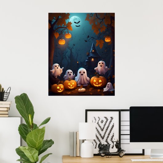 Halloween Schattige Ghosts Poster (Thuiskantoor)