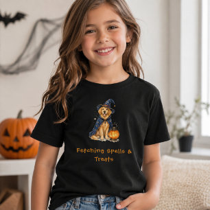 Halloween Schattige Golden Retriever Tovenaar Spre T-shirt