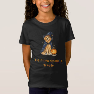 Halloween Schattige Golden Retriever Tovenaar Spre T-shirt
