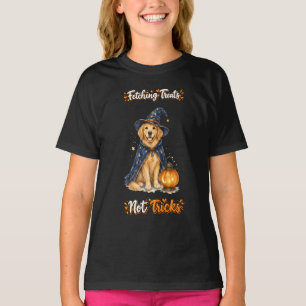 Halloween Schattige Golden Retriever Tovenaar Truc T-shirt