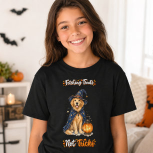 Halloween Schattige Golden Retriever Tovenaar Truc T-shirt