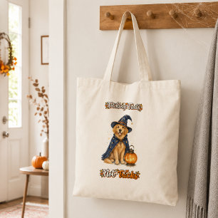 Halloween Schattige Golden Retriever Tovenaar Truc Tote Bag