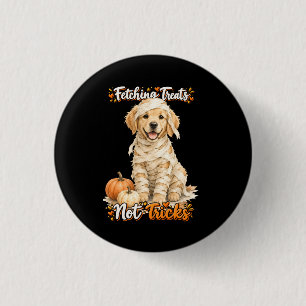 Halloween Schattige Goud Retriever Mummie Trucs Zw Ronde Button 3,2 Cm