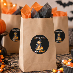 Halloween Schattige Gouden Retriever Tovenaar Truc Ronde Sticker