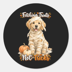 Halloween Schattige Goudkleurige Retriever Mummie Ronde Sticker