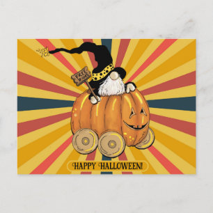 Halloween Schattige Grappig Gnome Pompoen Kleurrij Briefkaart