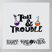 Halloween Schattige Grappig Whimsical Toil & Troub Poster (Voorkant)