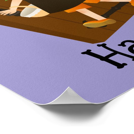 Halloween Schattige Grappig Whimsical Witch Girl P Poster (Hoek)