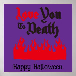 Halloween Schattige Grappige grillige rode vlam Poster