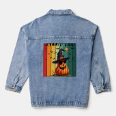 Halloween schattige grappige pompoen vintage herfs denim jacket (Achterkant)