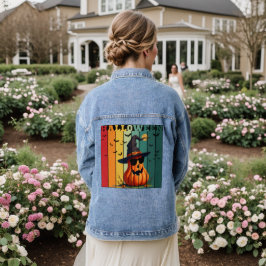 Halloween schattige grappige pompoen vintage herfs denim jacket
