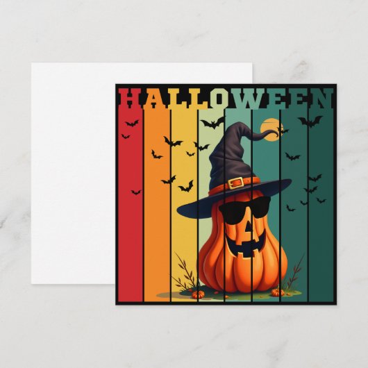 Halloween schattige grappige pompoen vintage herfs kaart (Voorkant / Achterkant)