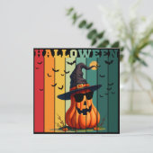 Halloween schattige grappige pompoen vintage herfs kaart (Staand voorkant)