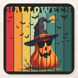 Halloween schattige grappige pompoen vintage herfs kartonnen onderzetters