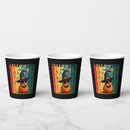 Halloween schattige grappige pompoen vintage herfs papieren bekers