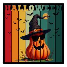 Halloween schattige grappige pompoen vintage herfs perfect poster