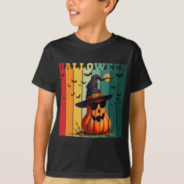 Halloween schattige grappige pompoen vintage herfs t-shirt