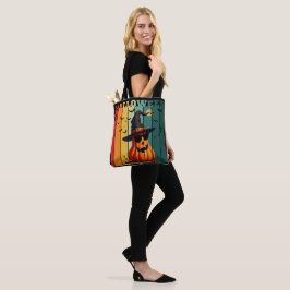 Halloween schattige grappige pompoen vintage herfs tote bag
