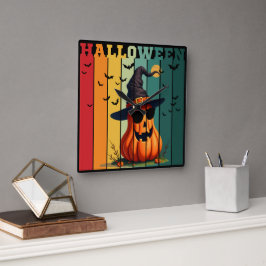 Halloween schattige grappige pompoen vintage herfs vierkante klok