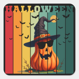 Halloween schattige grappige pompoen vintage herfs vierkante sticker